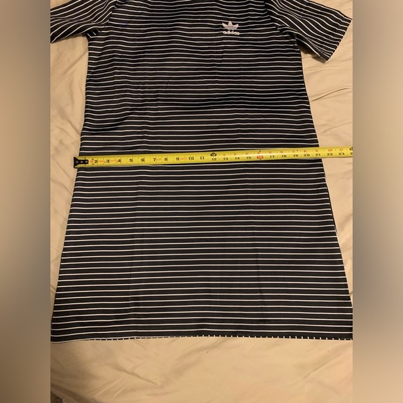 ✨⚡️💥Adidas Trefoil Originals Satin Black White Striped Tee Dress - Picture 5 of 15